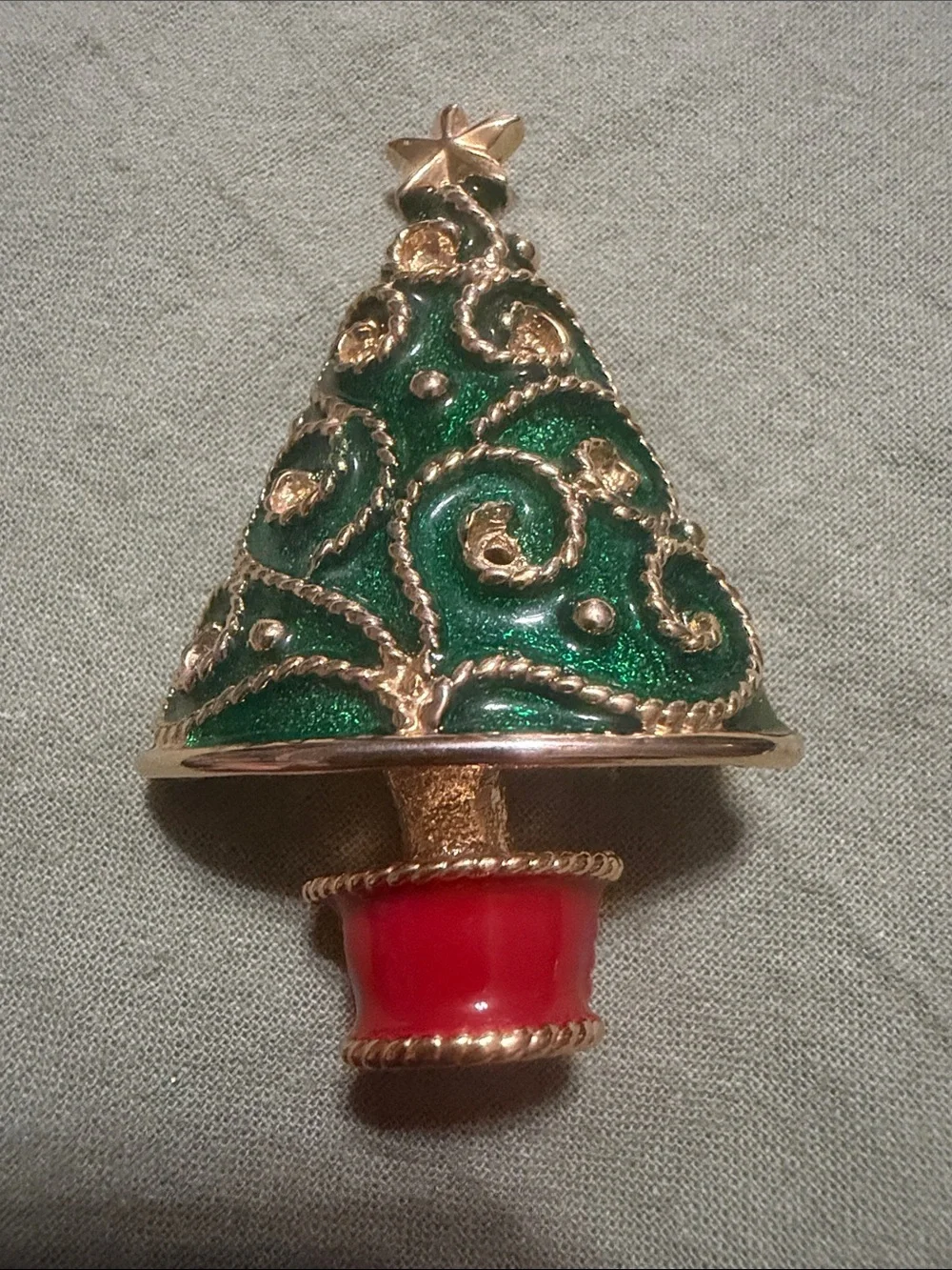 Festive Green and Red Decorative Christmas Tree Accent